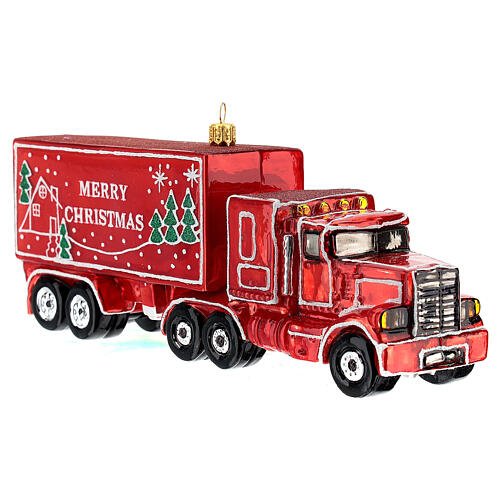 Camion de Noël rouge décoration Noël verre soufflé pour sapin 4