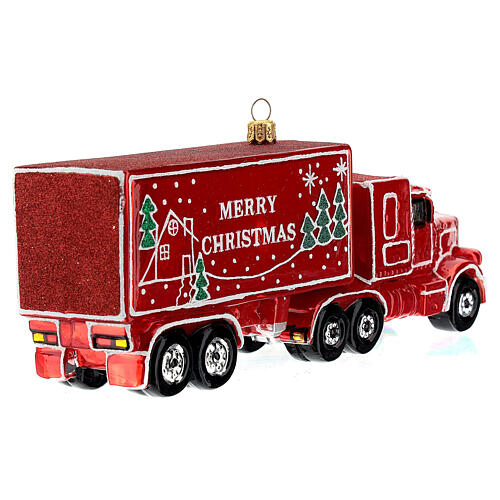 Camion de Noël rouge décoration Noël verre soufflé pour sapin 6