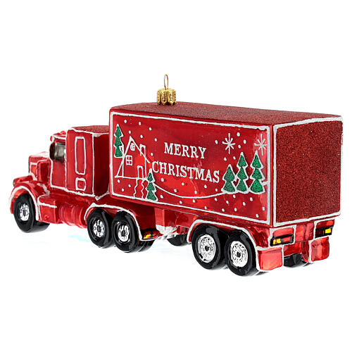 Ciężarówka z napisem Merry Christmas ozdoba szkło dmuchane na choinkę 5