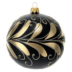 Christmas ball of blown glass, 100 mm, black and gold