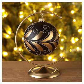 Christmas ball of blown glass, 100 mm, black and gold