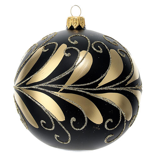 Christmas ball of blown glass, 100 mm, black and gold 1