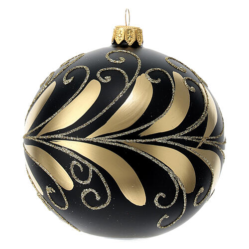 Christmas ball of blown glass, 100 mm, black and gold 3