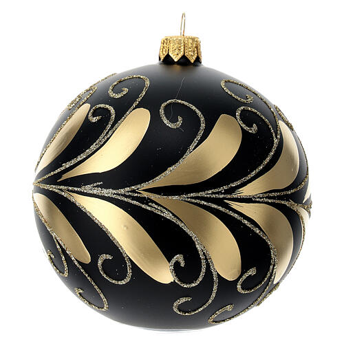 Christmas ball of blown glass, 100 mm, black and gold 4