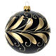 Christmas ball of blown glass, 100 mm, black and gold s1