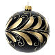 Christmas ball of blown glass, 100 mm, black and gold s3