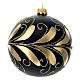Christmas ball of blown glass, 100 mm, black and gold s4