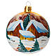 Christmas ball of blown glass, 100 mm, gold with landscape s1