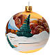 Boule de Noël en verre soufflé 100 mm paysage enneigé fond or s4