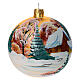 Boule de Noël en verre soufflé 100 mm paysage enneigé fond or s3