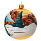 Boule de Noël en verre soufflé 100 mm paysage enneigé fond or s4