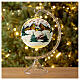 Blown glass ball 100 mm with snowy landscape, gold background s4