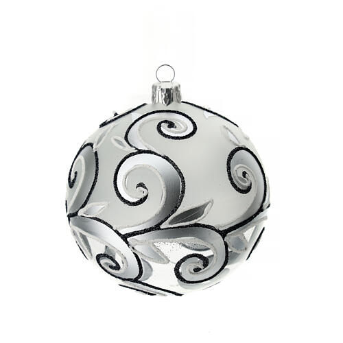 Boule de Noël en verre soufflé mat 100 mm noir et argent 6