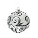 Opaque Christmas ball with silver decorations, blown glass 100 mm s6