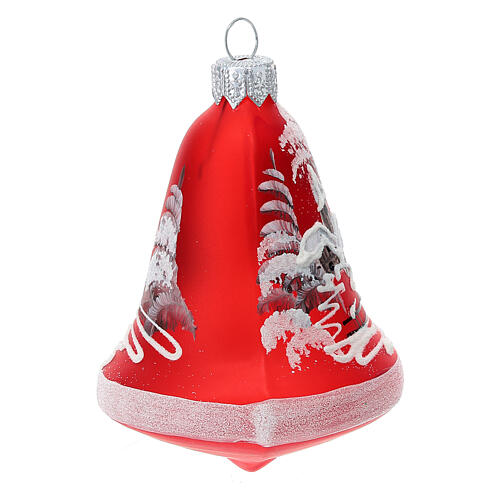Christmas balls of blown glass, 90 mm, set of 3 red bells 4