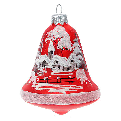 Boules de Noël en verre soufflé cloches rouges et blanches 90 mm set de 3 2