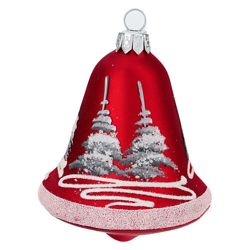 Boules de Noël en verre soufflé cloches rouges et blanches 90 mm set de 3 4