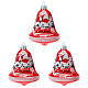 Boules de Noël en verre soufflé cloches rouges et blanches 90 mm set de 3 s1