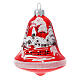 Boules de Noël en verre soufflé cloches rouges et blanches 90 mm set de 3 s2