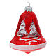 Boules de Noël en verre soufflé cloches rouges et blanches 90 mm set de 3 s5