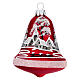 Boules de Noël en verre soufflé cloches rouges et blanches 90 mm set de 3 s1