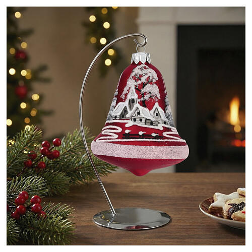 Palle di Natale forma campana rosse 90 mm 3 pz 2