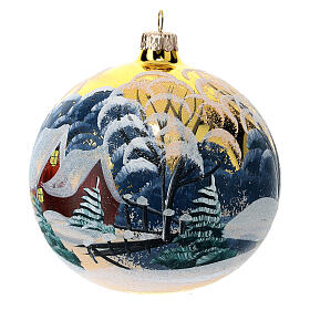 Christmas ball of blown glass, 120 mm, snowy landscape