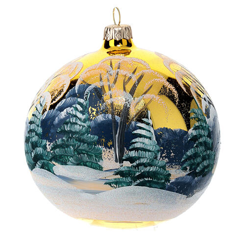 Christmas ball of blown glass, 120 mm, snowy landscape 4