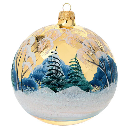 Christmas ball of blown glass, 120 mm, snowy landscape 5