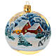Christmas ball of blown glass, 120 mm, snowy landscape s1