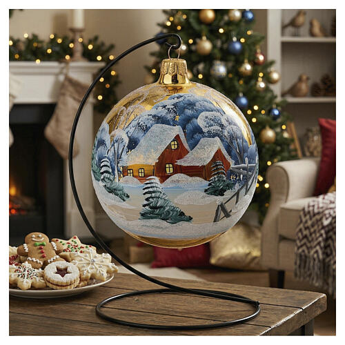 Bola de Natal de vidro soprado 120 mm paisagem nevada 2