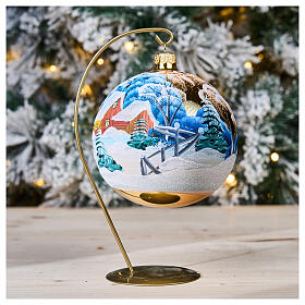 Snow landscape blown glass ball 120 mm