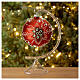 Palla di Natale vetro soffiato rosso decoro bianco 120 mm  s3
