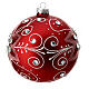 Red blown glass Christmas ball with white decoration 120 mm s5