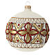 Christmas ball of blown glass, 120 mm, white with red and golden decorations s1