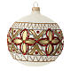 Christmas ball of blown glass, 120 mm, white with red and golden decorations s4