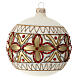 Christmas ball of blown glass, 120 mm, white with red and golden decorations s5