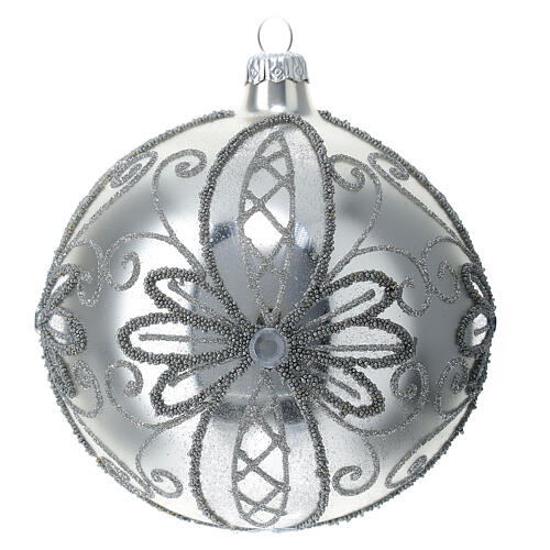 Weihnachtsdekoration Kugel mundgeblasenes Glas silber, 120 mm 1