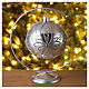 Christmas glass ball, opaque silver and glitter, 120 mm s2