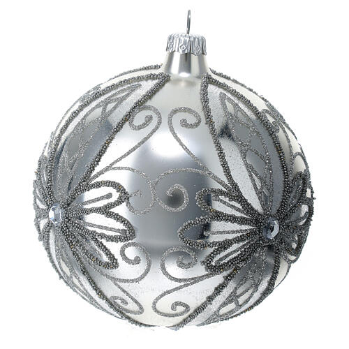 Pallina addobbo di Natale 120 mm vetro soffiato argento 3