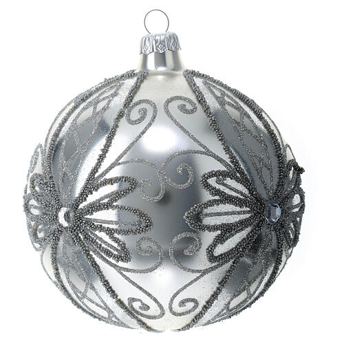 Pallina addobbo di Natale 120 mm vetro soffiato argento 4