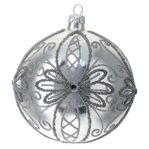 Pallina addobbo di Natale 120 mm vetro soffiato argento 5