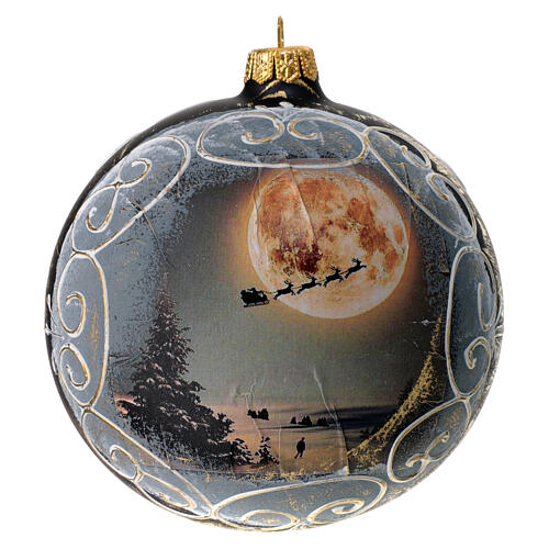 Christmas glass ball, sleigh with reindeer, 120 mm 1