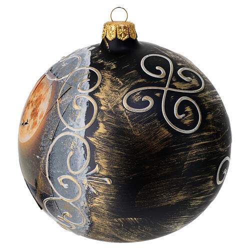 Pallina Natale vetro soffiato 120 mm slitta con renne in cielo 3