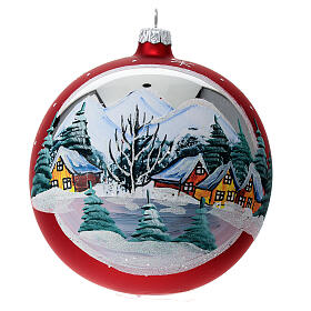 Christmas ball decoration red landscape 120 mm