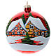 Red Christmas glass ball with snowy village 120 mm s1