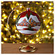 Red Christmas glass ball with snowy village 120 mm s2