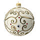 White Christmas glass ball with golden pattern 120 mm s2