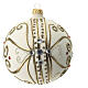 White Christmas glass ball with golden pattern 120 mm s5