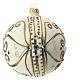 White Christmas glass ball with golden pattern 120 mm s3